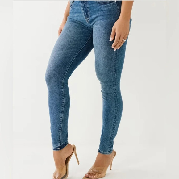 True Religion "Stella" Mid Rise skinny Medium wash stretch jeans size 33 - Picture 4 of 11